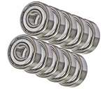F608ZZ Pack of 10 Flanged Shielded Bearing 8x22x7 Miniature Bearings